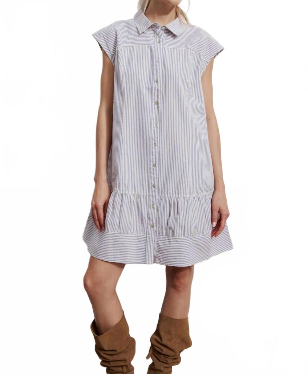 NEW MELISSA NEPTON laia shirt dress in blue pin stripe